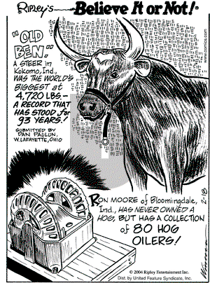 Ripley's Believe It or Not on Wednesday February 18, 2004 Comic Strip