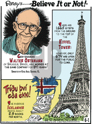 Ripley's Believe It or Not - Wednesday June 1, 2022 Comic Strip
