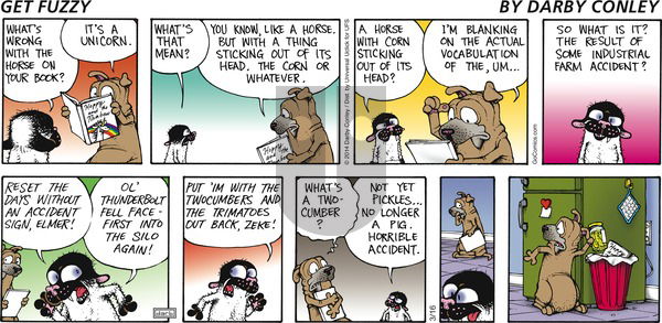 Get Fuzzy on Sunday March 16, 2014 Comic Strip
