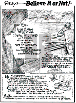 Ripley's Believe It or Not on Saturday March 10, 2007 Comic Strip