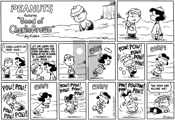 Peanuts on Sunday January 7, 1968 Comic Strip