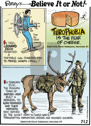 Ripley's Believe It or Not on Saturday July 12, 2014 Comic Strip
