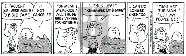 Peanuts on Friday June 20, 1997 Comic Strip