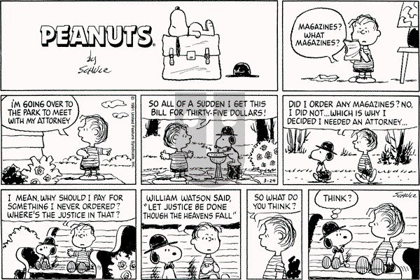 Peanuts - Sunday March 24, 1991 Comic Strip