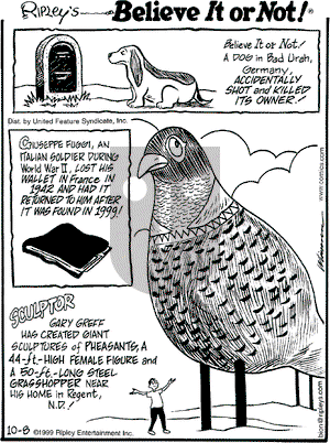 Ripley's Believe It or Not on Friday October 8, 1999 Comic Strip