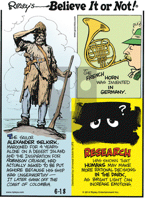 Ripley's Believe It or Not on Wednesday June 18, 2014 Comic Strip