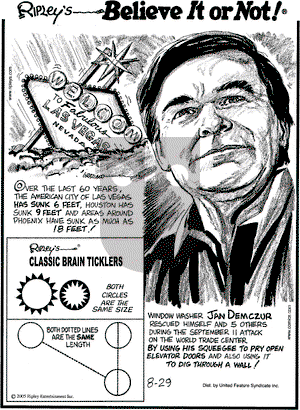 Ripley's Believe It or Not on Monday August 29, 2005 Comic Strip