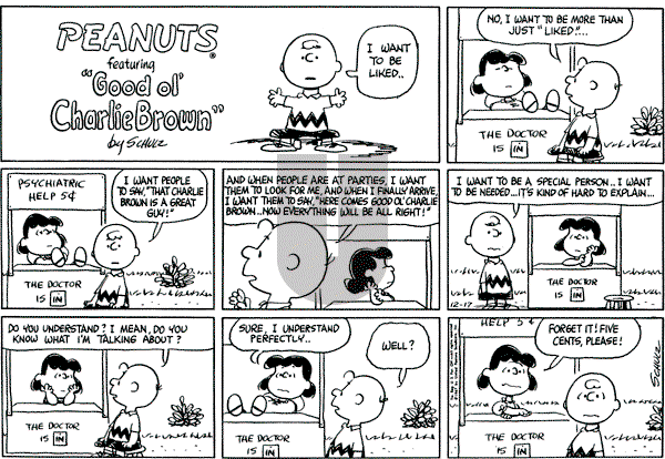 Peanuts - Sunday December 17, 1967 Comic Strip