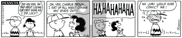 Peanuts on Thursday March 16, 1967 Comic Strip
