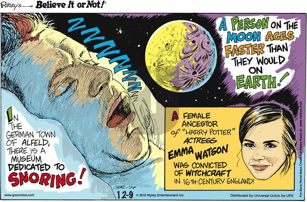 Ripley's Believe It or Not on Sunday December 9, 2012 Comic Strip