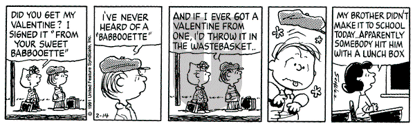 Peanuts on Thursday February 14, 1991 Comic Strip