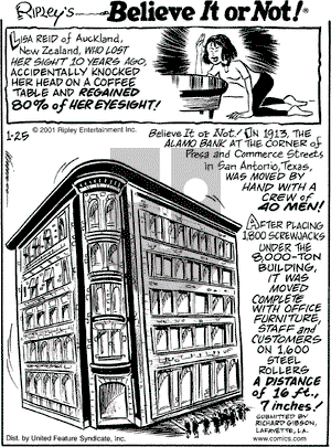 Ripley's Believe It or Not on Thursday January 25, 2001 Comic Strip