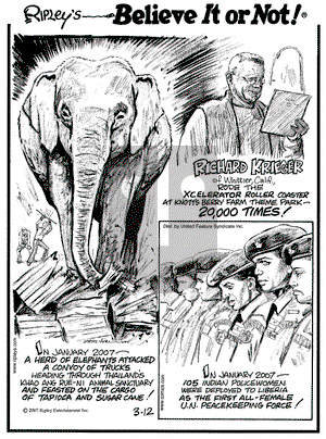Ripley's Believe It or Not on Monday March 12, 2007 Comic Strip