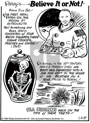 Ripley's Believe It or Not on Saturday January 4, 1997 Comic Strip