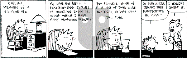 Calvin and Hobbes - Wednesday March 31, 1993 Comic Strip