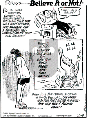 Ripley's Believe It or Not on Saturday October 9, 1999 Comic Strip