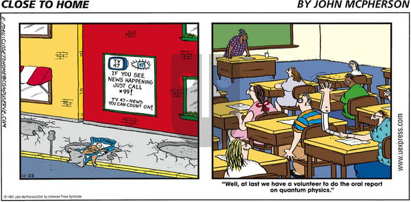 Close to Home on Sunday November 23, 1997 Comic Strip