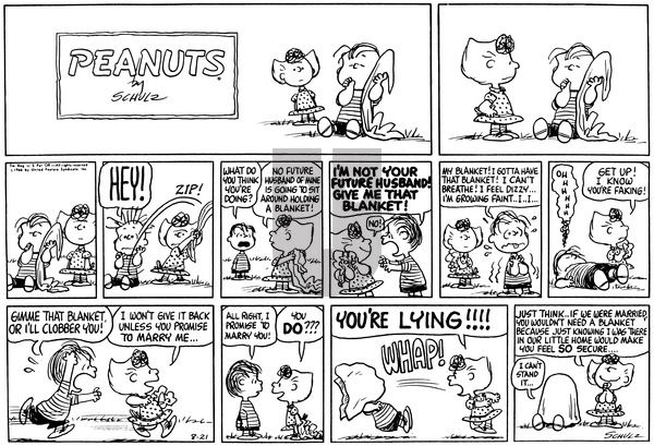 Peanuts on Sunday August 21, 1966 Comic Strip