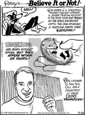 Ripley's Believe It or Not on Thursday March 26, 1998 Comic Strip