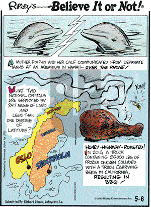 Ripley's Believe It or Not on Wednesday May 6, 2015 Comic Strip