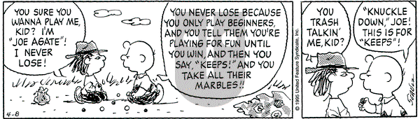 Peanuts on Saturday April 8, 1995 Comic Strip