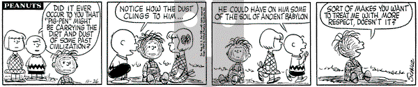 Peanuts on Thursday November 26, 1959 Comic Strip
