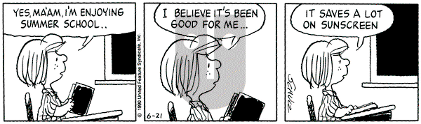 Peanuts on Thursday June 21, 1990 Comic Strip