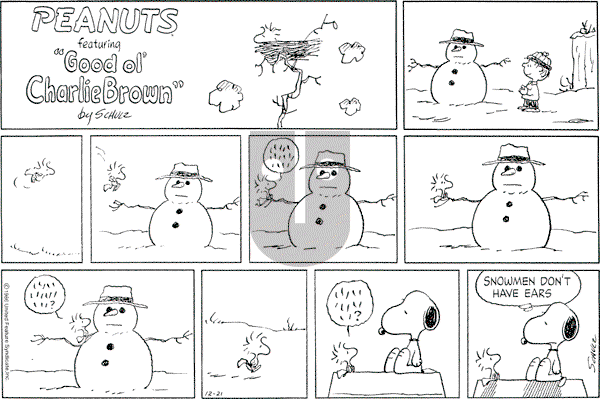 Peanuts - Sunday December 21, 1986 Comic Strip