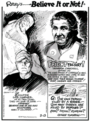 Ripley's Believe It or Not on Tuesday March 13, 2007 Comic Strip