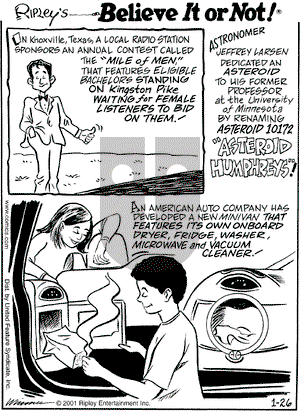 Ripley's Believe It or Not on Friday January 26, 2001 Comic Strip