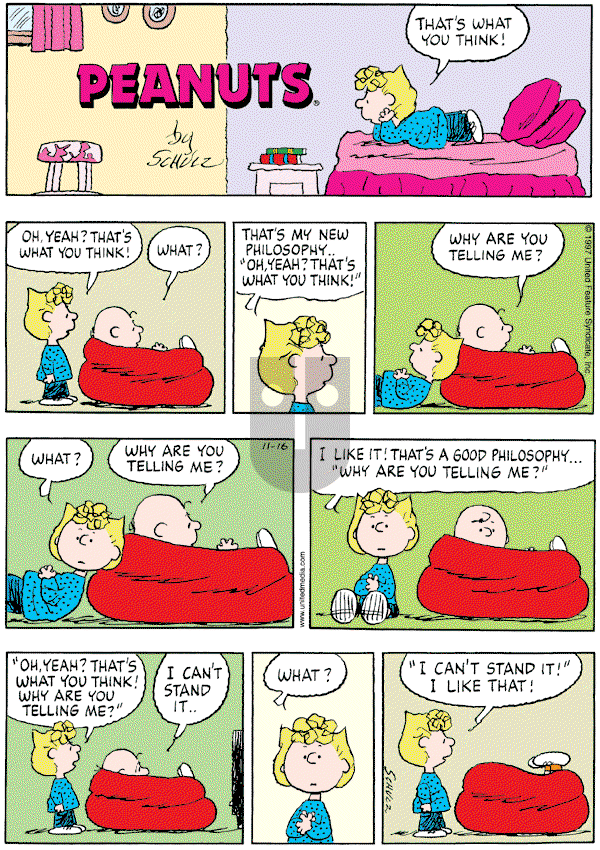 Peanuts - Sunday November 16, 1997 Comic Strip