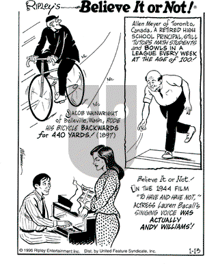 Ripley's Believe It or Not on Saturday January 13, 1996 Comic Strip