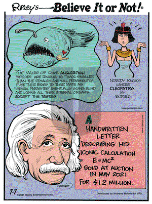 Ripley's Believe It or Not on Wednesday July 7, 2021 Comic Strip