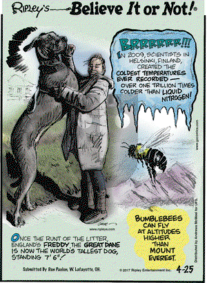 Ripley's Believe It or Not on Tuesday April 25, 2017 Comic Strip