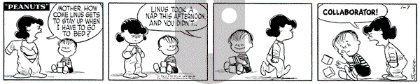 Peanuts on Friday January 7, 1955 Comic Strip