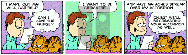 Garfield on Thursday April 1, 1999 Comic Strip