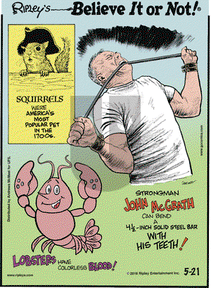 Ripley's Believe It or Not on Monday May 21, 2018 Comic Strip