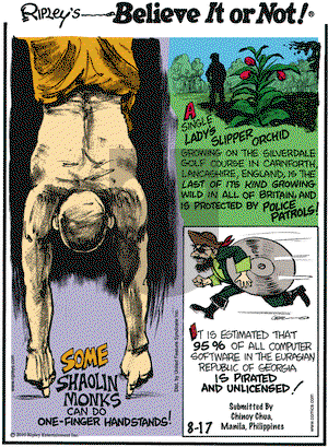 Ripley's Believe It or Not on Tuesday August 17, 2010 Comic Strip