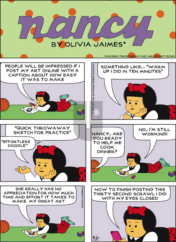 Nancy on Sunday March 31, 2019 Comic Strip