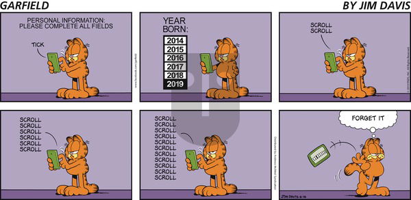 Garfield on Sunday June 16, 2019 Comic Strip
