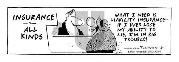 Frank and Ernest on Wednesday November 1, 1995 Comic Strip