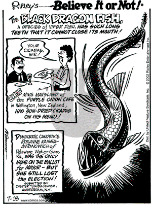 Ripley's Believe It or Not on Thursday July 18, 2002 Comic Strip