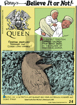 Ripley's Believe It or Not on Monday February 8, 2021 Comic Strip