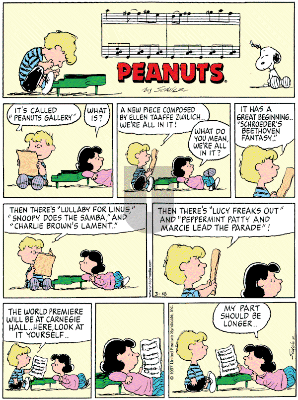 Peanuts - Sunday March 16, 1997 Comic Strip