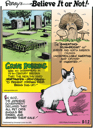 Ripley's Believe It or Not on Monday August 12, 2013 Comic Strip