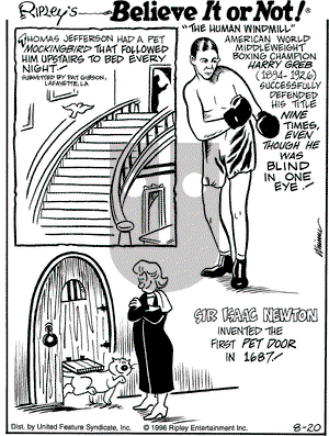 Ripley's Believe It or Not on Tuesday August 20, 1996 Comic Strip