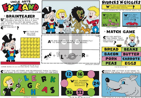 Uncle Art's Funland on Sunday January 12, 2025 Comic Strip