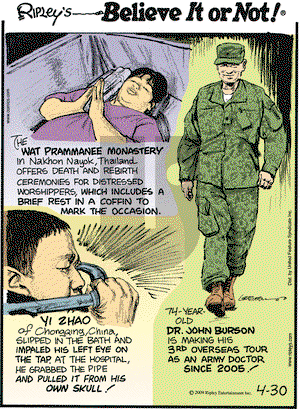 Ripley's Believe It or Not on Thursday April 30, 2009 Comic Strip