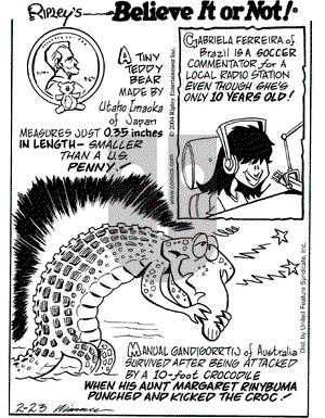 Ripley's Believe It or Not on Monday February 23, 2004 Comic Strip
