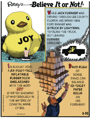 Ripley's Believe It or Not on Thursday September 30, 2021 Comic Strip